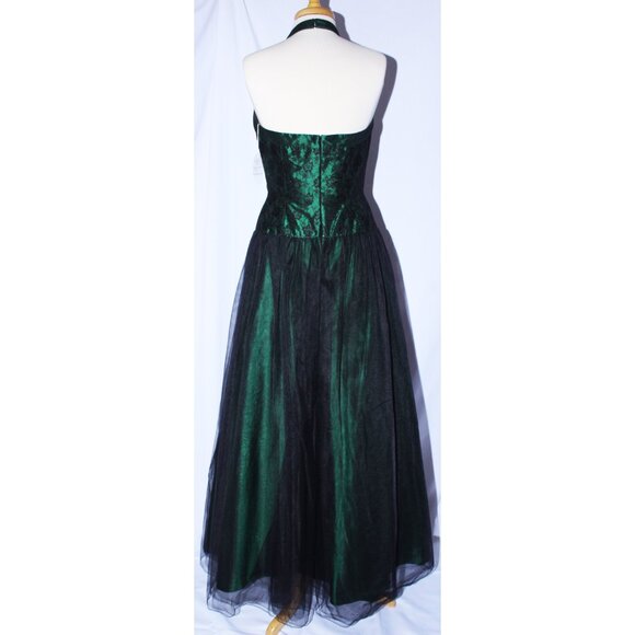 NWOT Loralie #7447 Taffeta With Lace & Tulle Prom Gown-Size 12-Emerald Green - Picture 2 of 5